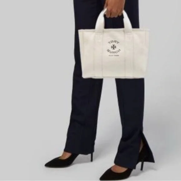 Tory Burch Cream Canvas Tote Bag - Picture 2 of 7